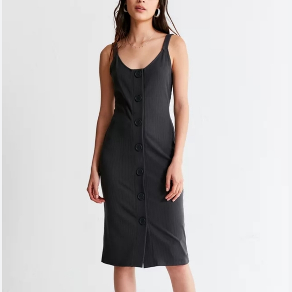 Urban Outfitters Ribbed Knit Button Down Midi Dress - Picture 1 of 3